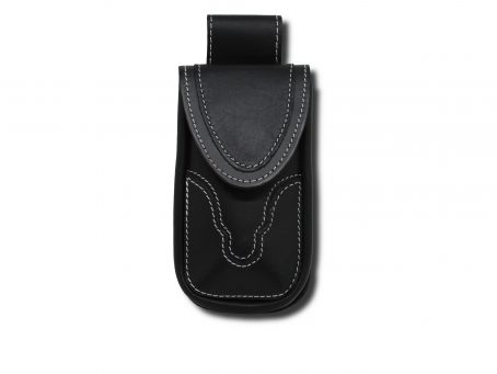 Porta cellulare da cintura nero cucitura bianca
