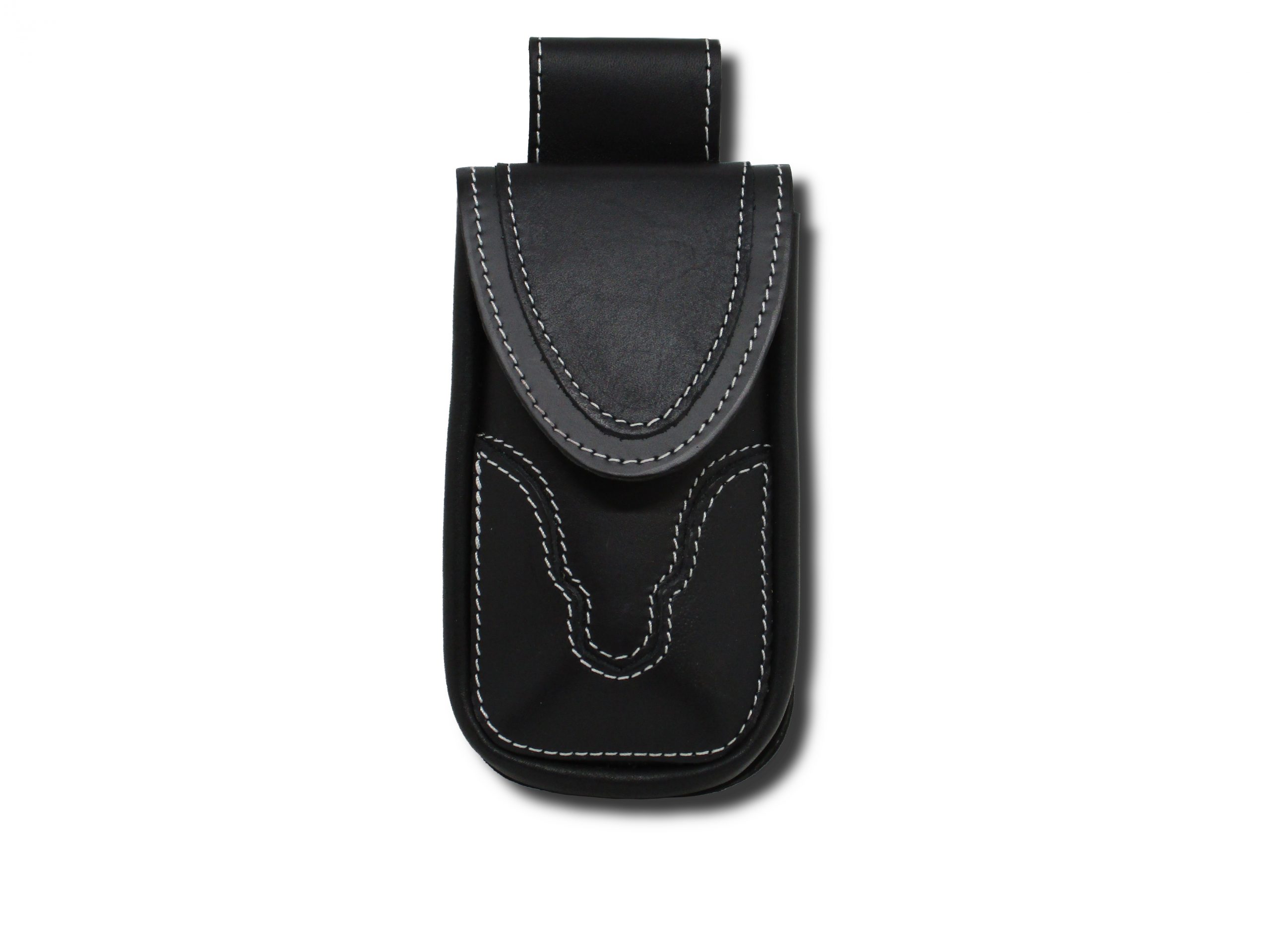 Porta cellulare da cintura nero cucitura bianca